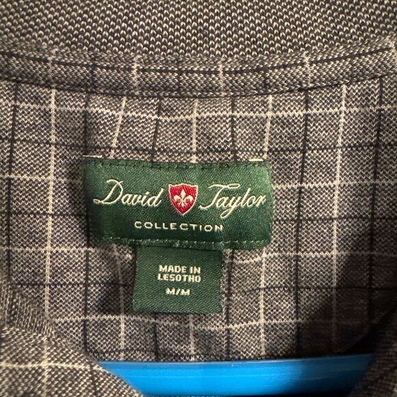 David Taylor Collection Mens Gray Plaid Polo Shirt M - Picture 3 of 5